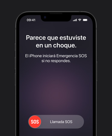 iPhone 17e, parte frontal, funcionalidad Detección de Choques en uso