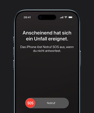 iPhone Air, Vorderseite, Unfallerkennung Feature