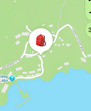 Find My via satellite feature in use, showing a person's location on a mountain