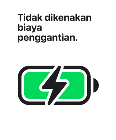 Penggantian yang tertulis di atas ikon baterai yang terisi daya tidak dikenakan biaya