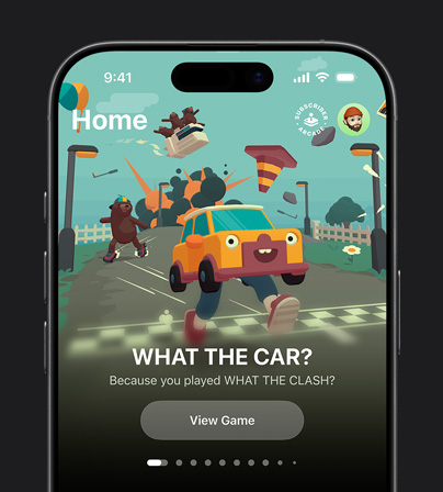 Image of a game recommendation displayed in the library tab in Apple Games on iPhone 17 Pro