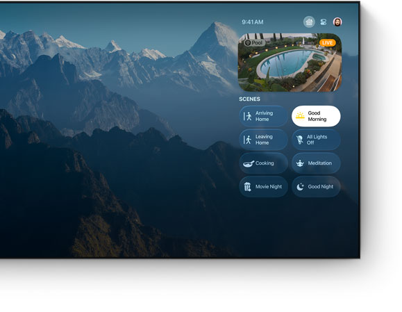 Apple TV 4k control center UI on a flat screen television