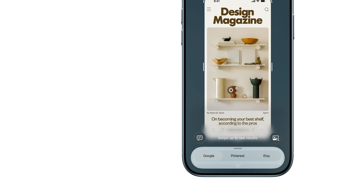 iPhone Air, front exterior, Visual intelligence feature in use, side buttons