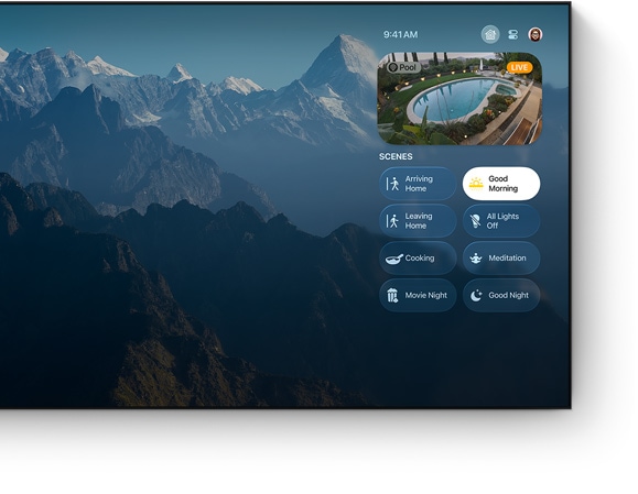 Apple TV 4k control center UI on a flat screen television