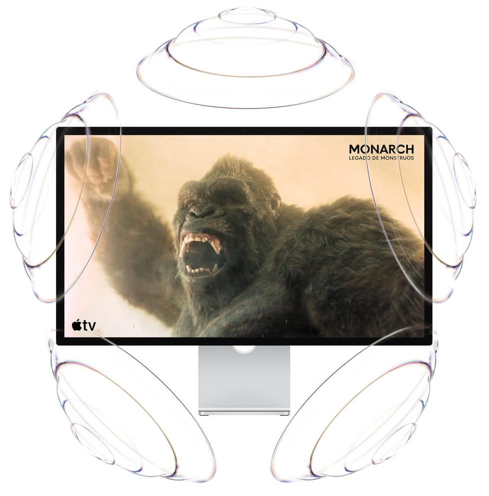 Anuncio de Apple TV, título: Monarch: legado de monstruos, King Kong sostiene un puño en alto y ruge