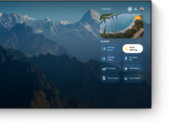 Apple TV 4k control center UI on a flat screen television