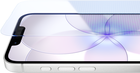 iPhone 17e, front exterior with Ceramic Shield 2, side exterior, white color, buttons: Action, volume