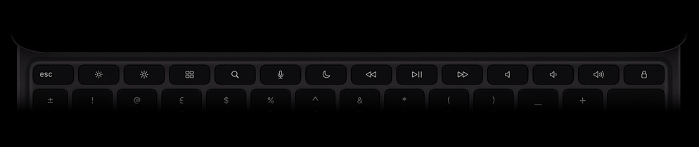 Magic Keyboard, top exterior, landscape orientation, black colour, 14-key function row