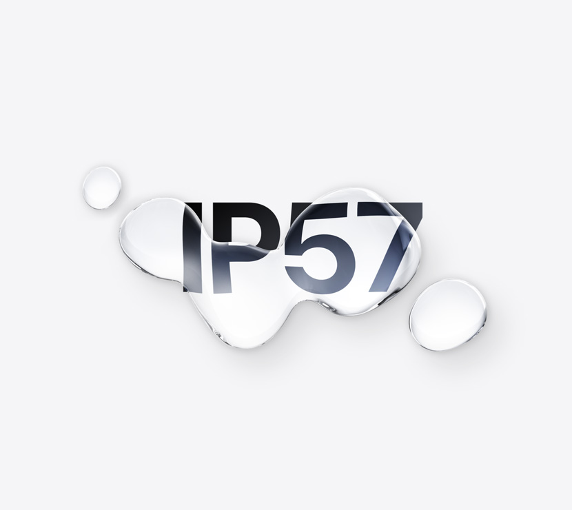 Goccia d’acqua con il testo: IP57
