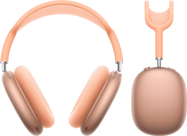 Casque AirPods Max 2, vue avant et vue de profil, couleur orange