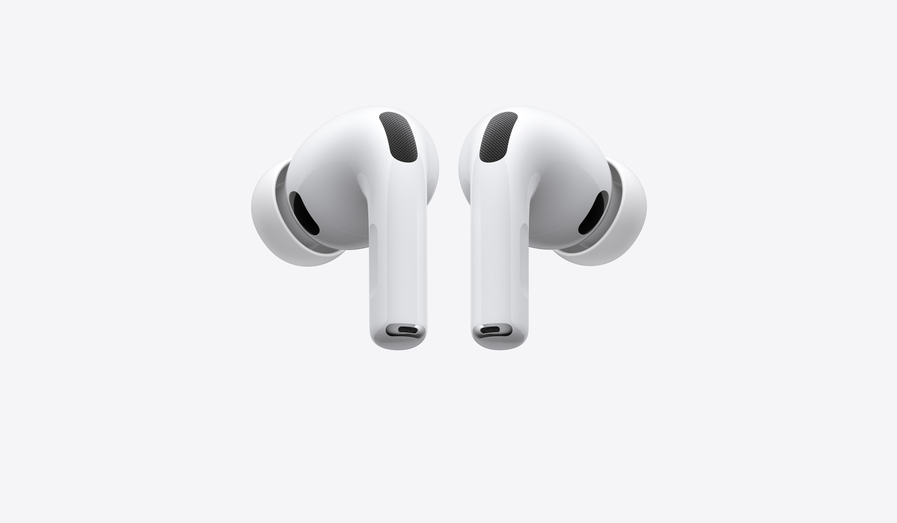 AirPods Pro 3, left and right wireless headphones, white color, silicone tips