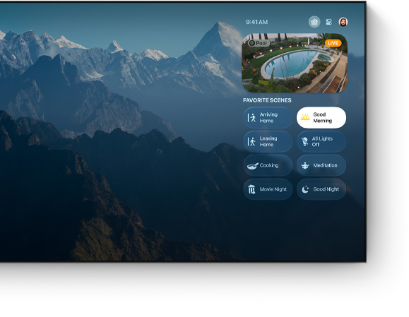 Apple TV 4k control center UI on a flat screen television