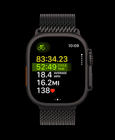 Apple Watch Ultra 3, black color, titanium case, Multisport workout, band, black Milanese Loop