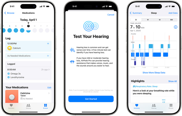 Un iPhone che mostra l’app Salute dell’udito.