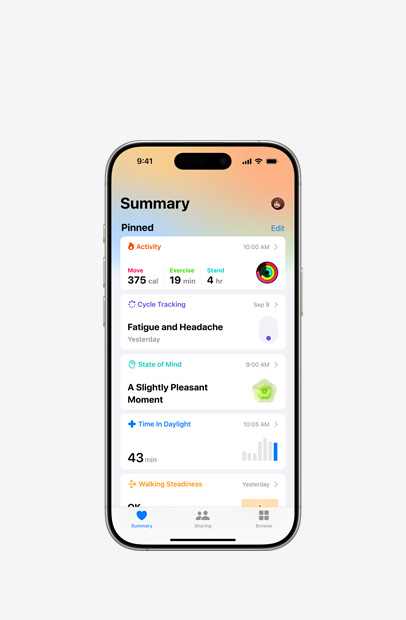 iPhone displaying the Health app.