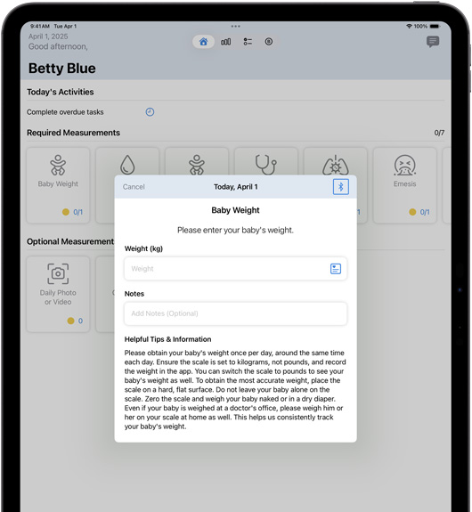 iPad software displaying the Locus Health app.