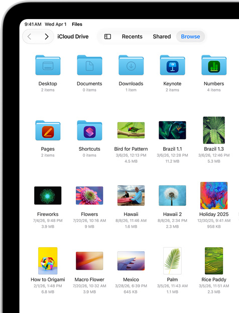 En iPad viser filer og mapper i Cloud Drive