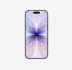 „iPhone 17“, priekis, levandų spalvos, „Dynamic Island“ centre viršuje