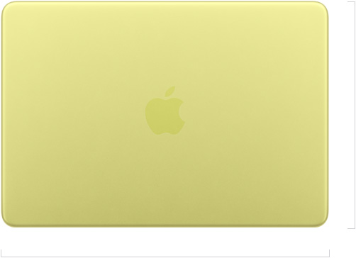 Vue extérieure d'un MacBook Neo 13 pouces fermé, logo Apple au centre
