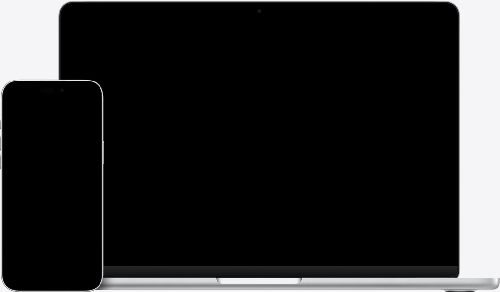 メモアプリ内にハイライトされたテキストを表示したiPhone 16 Plusと、Keynoteのスライドを開いた13インチMacBook Air。スライド上にメモアプリからのテキストが表示されている