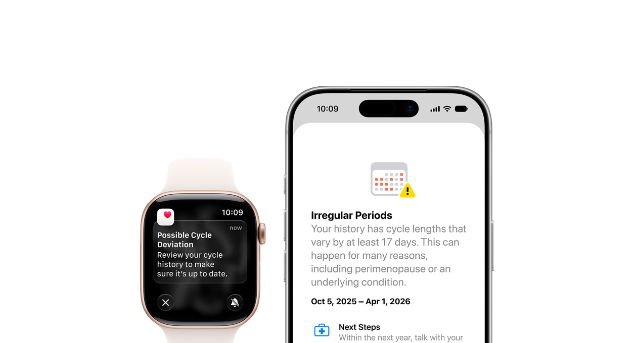 Health App Zyklusprotokoll Update einer möglichen Zyklusabweichung