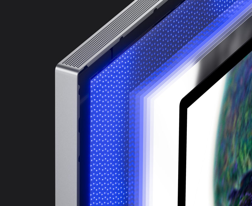 Closeup of mini-LED showcases the small LED backlighting, creating multiple dimming zones