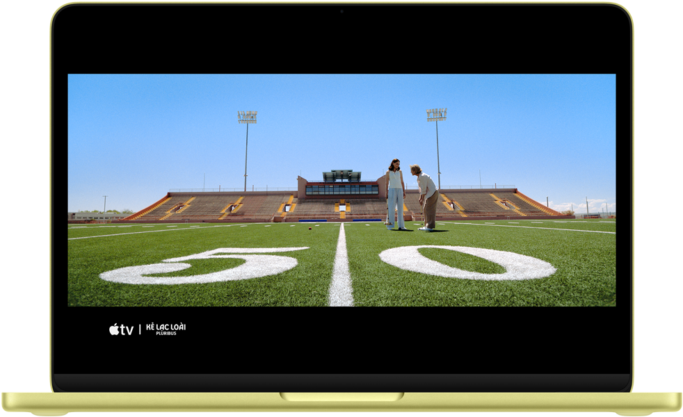 MacBook Neo, citrus color, scene from Pluribus show onscreen